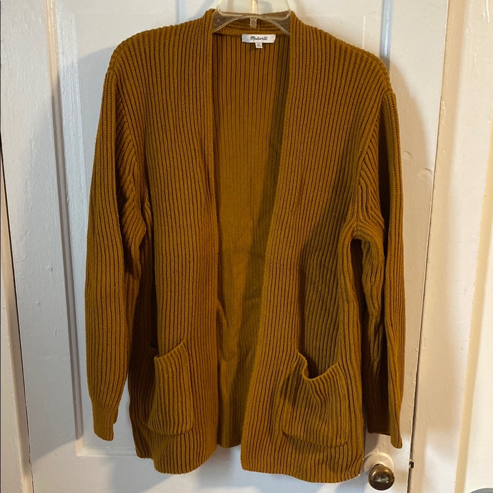 Mustard Yellow Open Front Cardigan Sweater